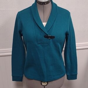 Studio Works Teal Cowl Neck Sweater